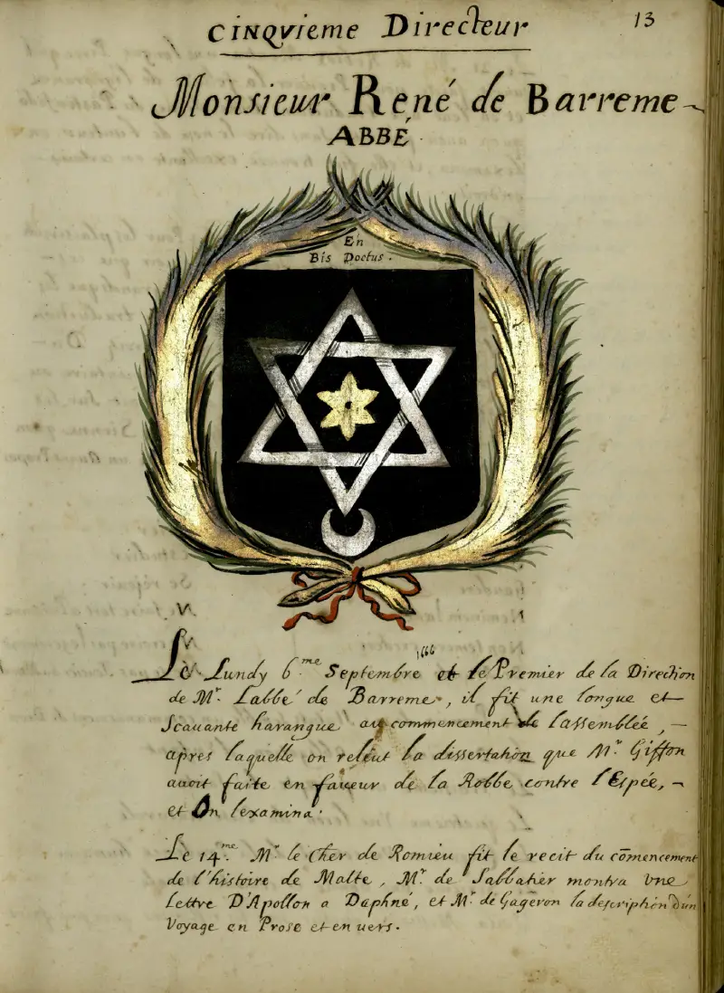 lion-arles Registre manuscrit, nomination de monsieur Barrême