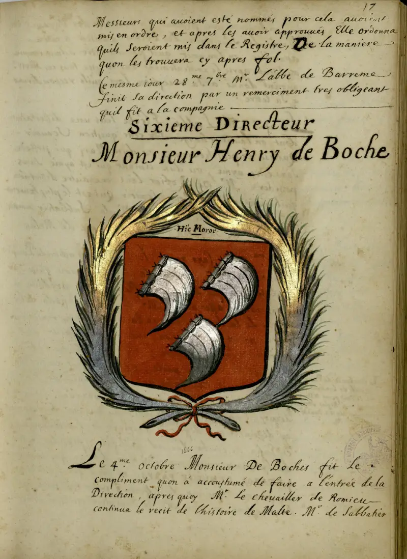 lion-arles Registre manuscrit, nomination de monsieur Boche
