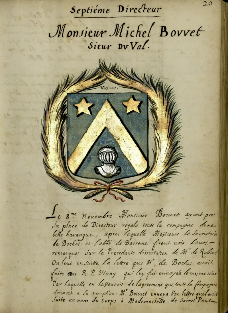 Registre manuscrit, nomination de monsieur Bouvet