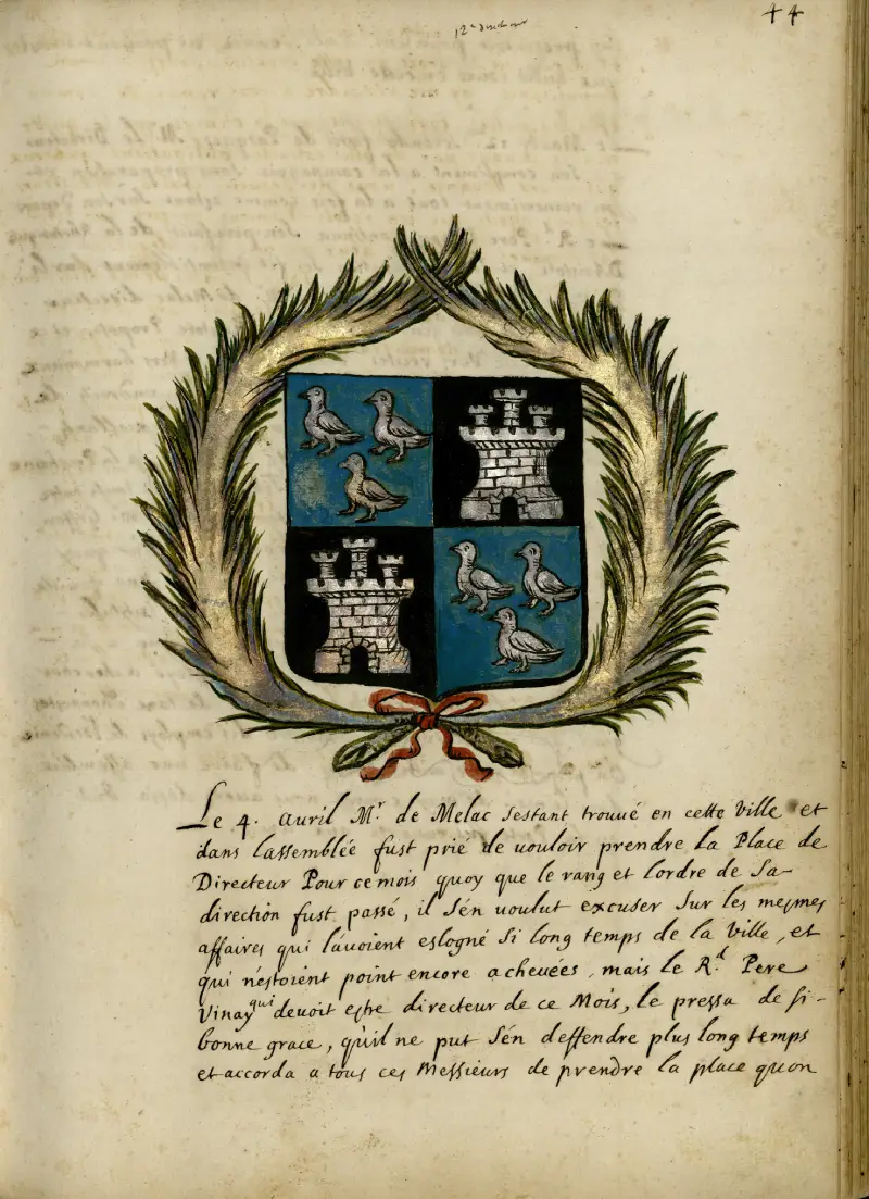 Registre manuscrit, nomination de monsieur Melac