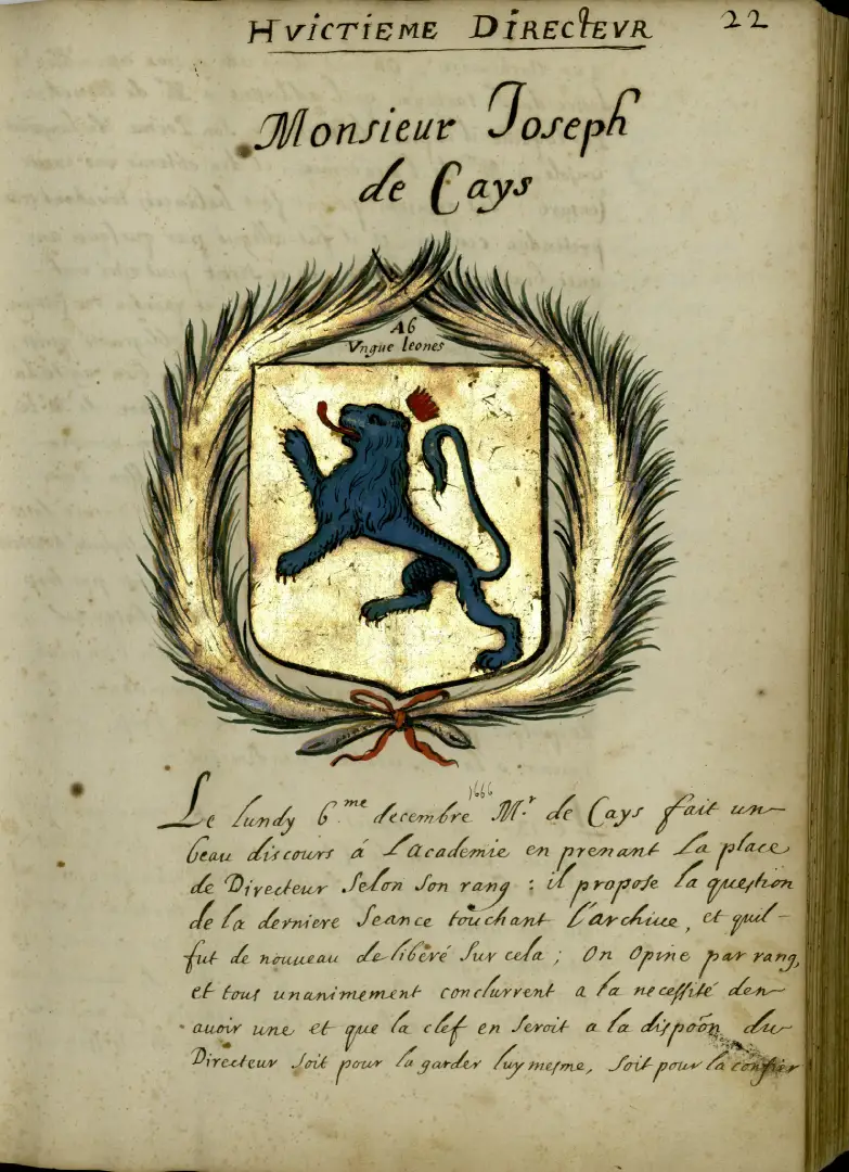 Registre manuscrit, nomination de monsieur Cay